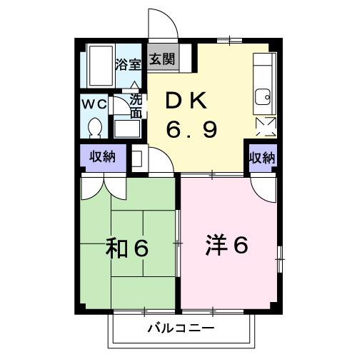 ファミールコートⅢ(2DK/1階)の間取り写真