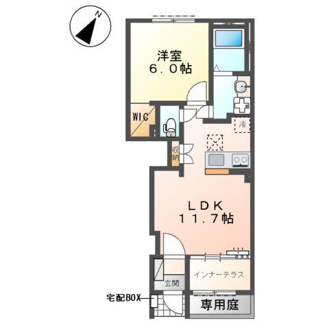 東松山市山崎町 アパートⅤ期工事(1LDK/1階)の間取り写真