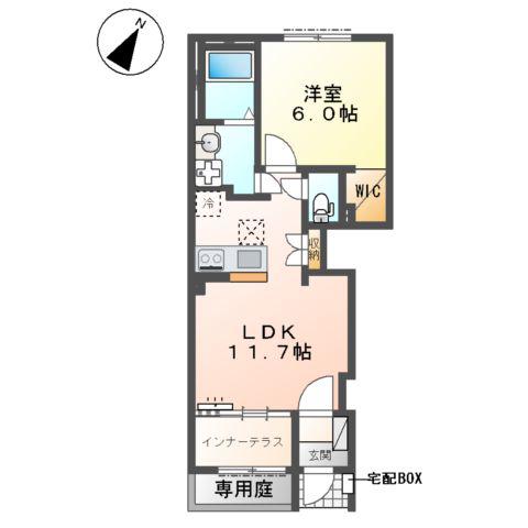 東松山市山崎町 アパートⅤ期工事(1LDK/1階)の間取り写真