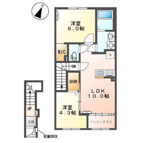 東松山市山崎町 アパートⅤ期工事(2LDK/2階)の間取り写真