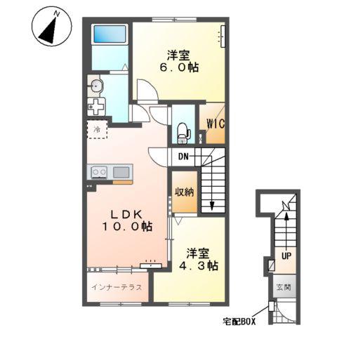 東松山市山崎町 アパートⅤ期工事(2LDK/2階)の間取り写真