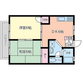 カランブールS(2DK/1階)の間取り写真