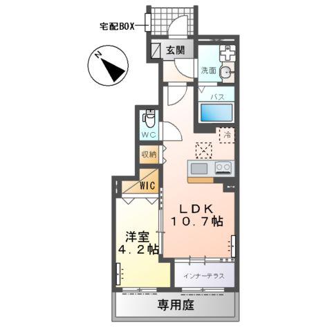 ジニアハイツ A(1LDK/1階)の間取り写真