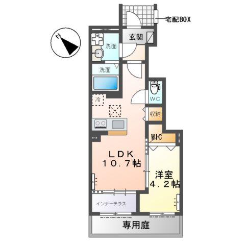 ジニアハイツ A(1LDK/1階)の間取り写真