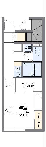 レオパレスリベリーズ(1K/1階)の間取り写真