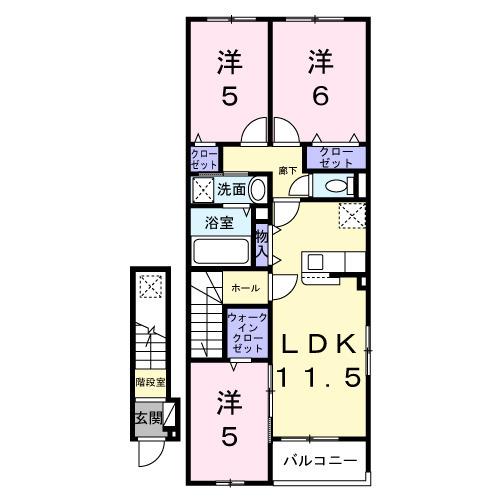 プラシードⅡ(3LDK/2階)の間取り写真