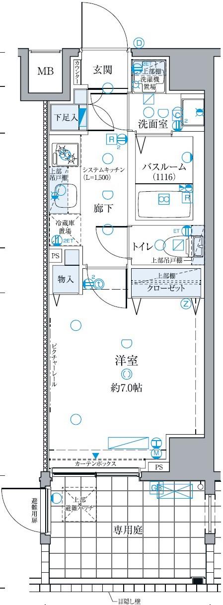 クレヴィスタ板橋西台Ⅲ(1K/1階)の間取り写真