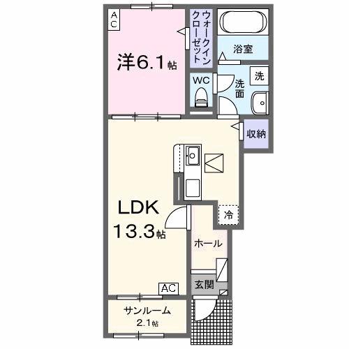 サニーハウスⅤ(1LDK/1階)の間取り写真
