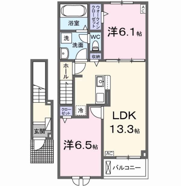 サニーハウスⅤ(2LDK/2階)の間取り写真