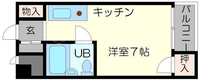 インペリアル江口A棟B棟(ワンルーム/3階)の間取り写真