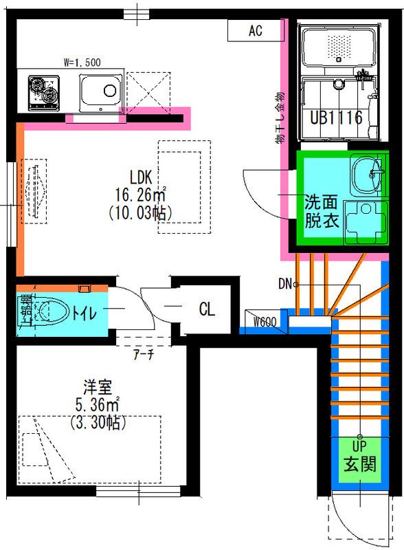 TRES(1LDK/2階)の間取り写真