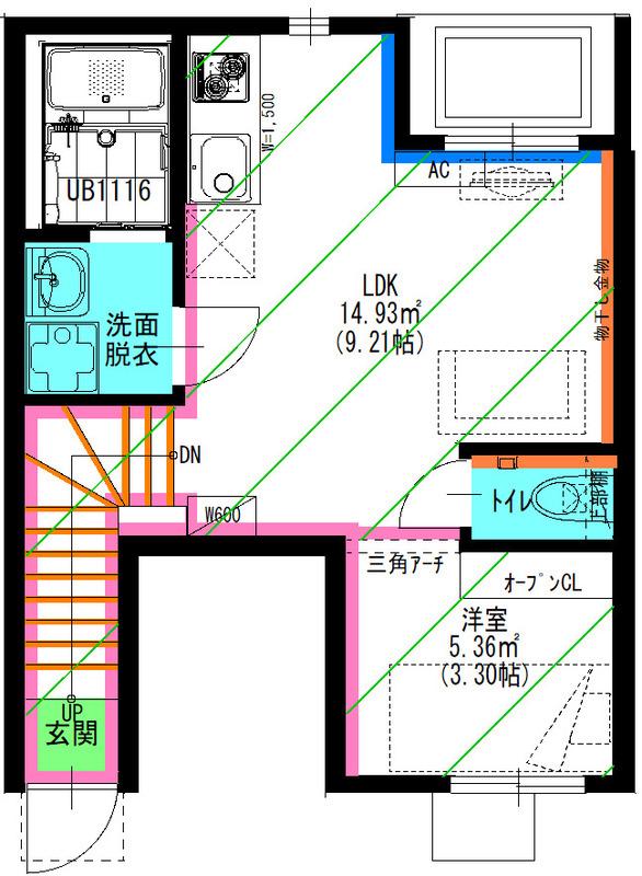 TRES(1LDK/2階)の間取り写真