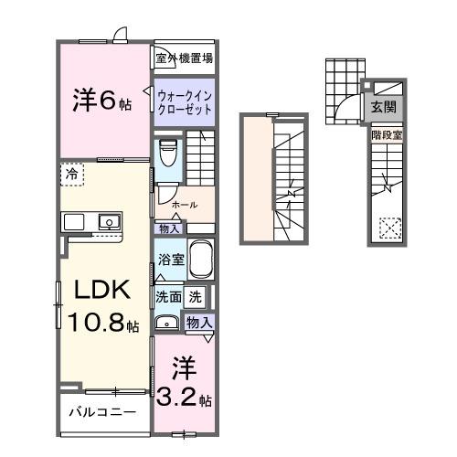 向日葵之颯Ⅰ(2LDK/3階)の間取り写真