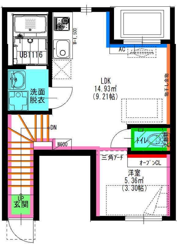 TRES(1LDK/2階)の間取り写真