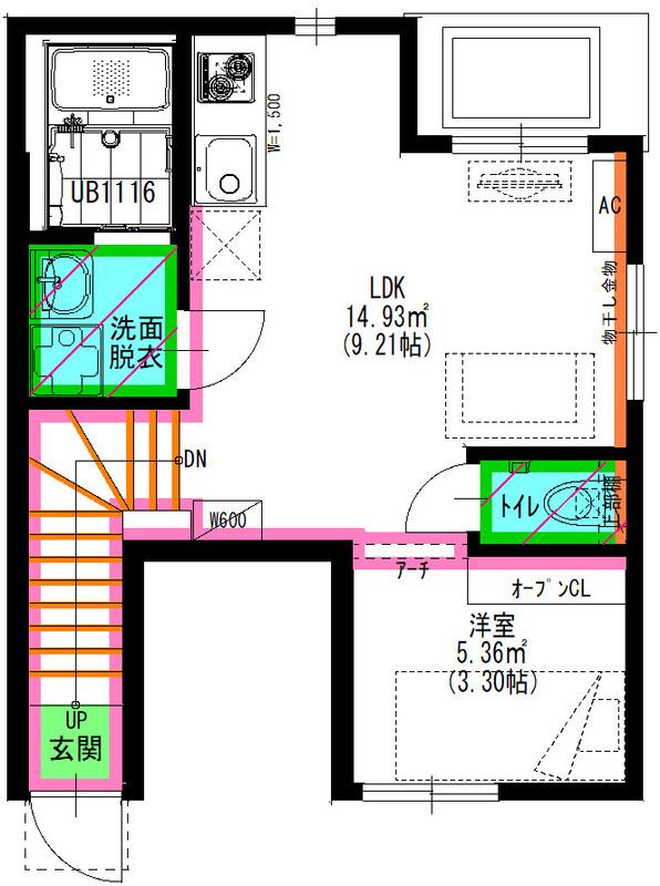 TRES(1LDK/2階)の間取り写真
