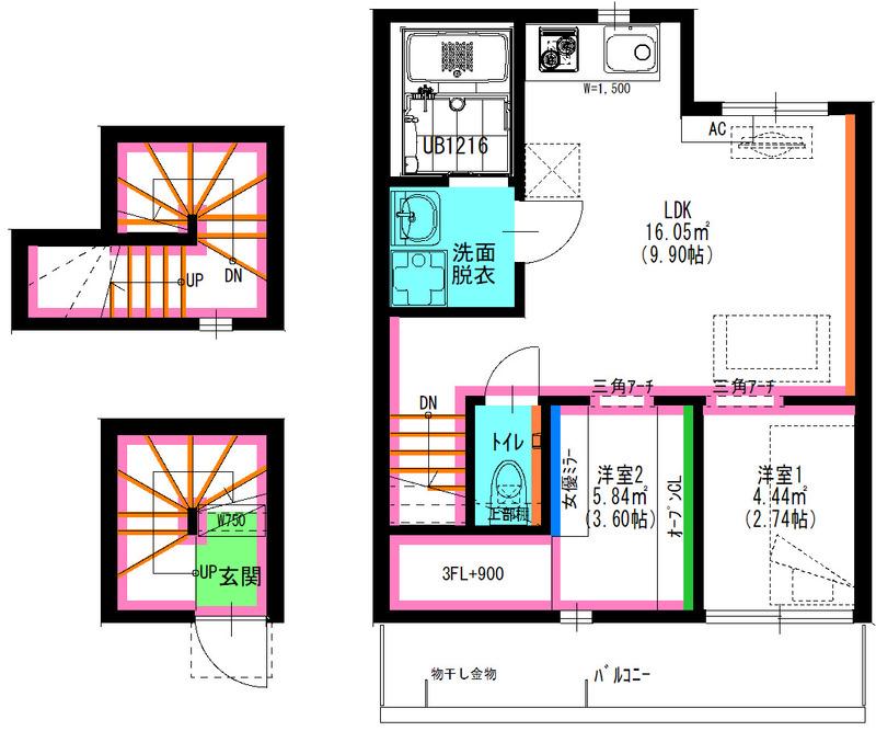 TRES(1SLDK/3階)の間取り写真