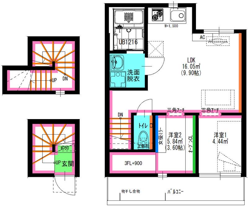 TRES(1SLDK/3階)の間取り写真