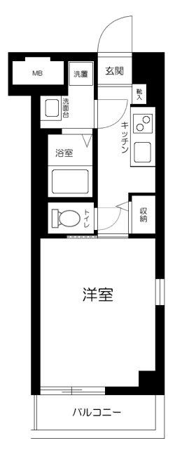 グランドラインⅡ(1K/3階)の間取り写真