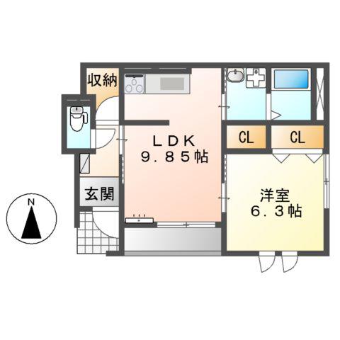 アレクシード(1LDK/1階)の間取り写真