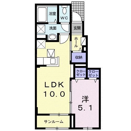 ルネルネッサンスⅡ(1LDK/1階)の間取り写真