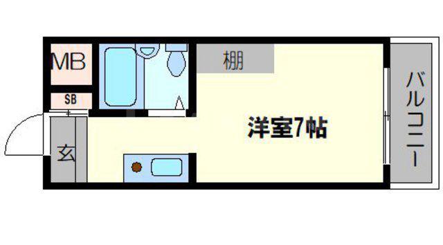 シャトー相川(ワンルーム/2階)の間取り写真