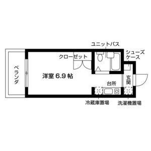 パピリオ・花の木(ワンルーム/1階)の間取り写真