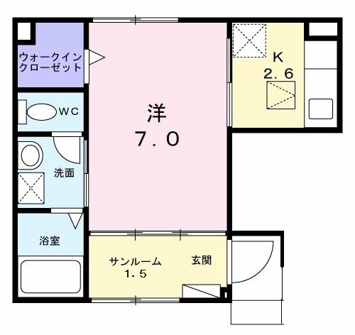 シティーライトⅠ(1K/1階)の間取り写真