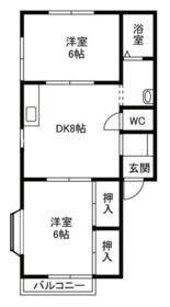 シーフィールドⅠ C棟(2DK/2階)の間取り写真