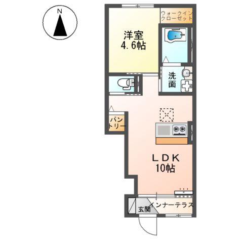 本庄市東富田Y様アパート(1LDK/1階)の間取り写真