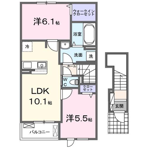 クレストコート緑台Ⅰ(2LDK/2階)の間取り写真