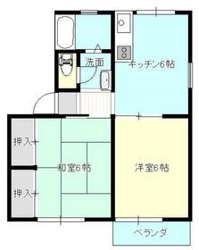 ラムール稲田(2DK/2階)の間取り写真