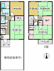 テラスハウス野瀬Ｉ・ＩＩ(4SDK)の間取り写真