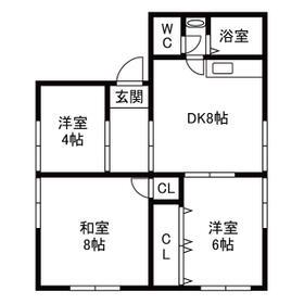 ベルハイム柱(2LDK/4階)の間取り写真