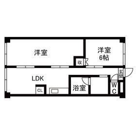 スカイハイツ前田(1LDK/8階)の間取り写真