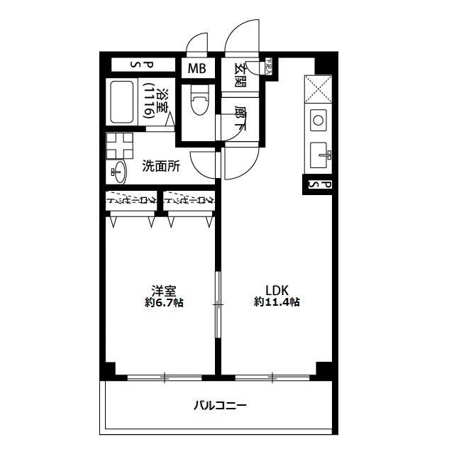 アンプルールフェールベルツリーⅢ(1LDK/1階)の間取り写真