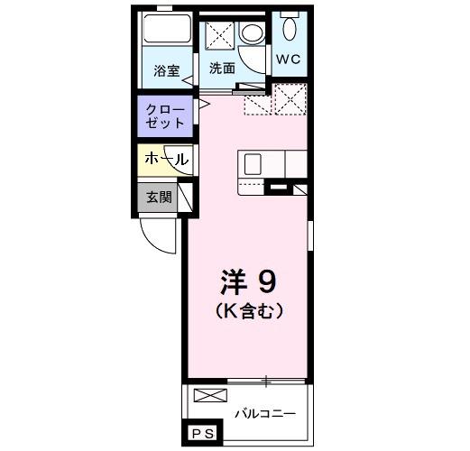 レジデンスやはたⅢ(ワンルーム/3階)の間取り写真