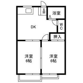 サングレイトⅠ(2DK/2階)の間取り写真