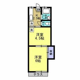 ノアメゾン鶴ヶ島(2K/2階)の間取り写真