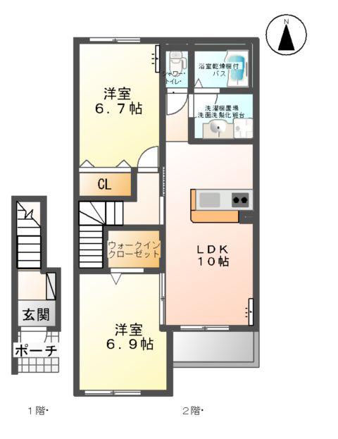 グランドパレス(2LDK/2階)の間取り写真