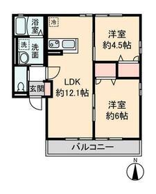 グランドハイムⅠ(2LDK/2階)の間取り写真
