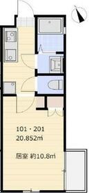 ベイシティ松戸小山Ⅰ(1K/2階)の間取り写真