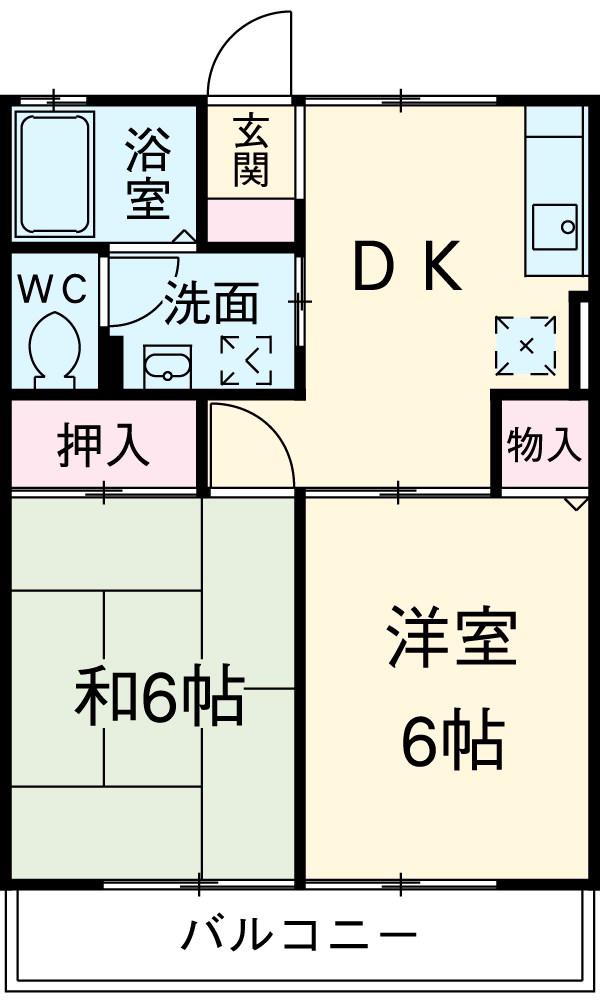 サンアーク(2DK/2階)の間取り写真