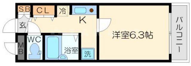 クレール相川(1K/4階)の間取り写真