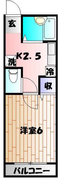 池口ハイツ(1K/1階)の間取り写真