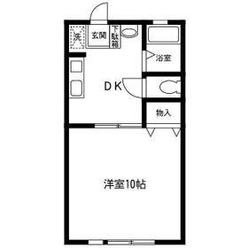 南五井ハイツB棟(1DK/2階)の間取り写真