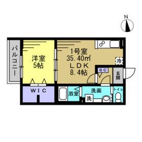 フェニックス南流山(1LDK/1階)の間取り写真