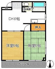 コーポ須山(2DK/3階)の間取り写真