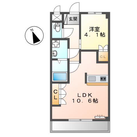 レジデンスヒルズカコⅡ(1LDK/1階)の間取り写真