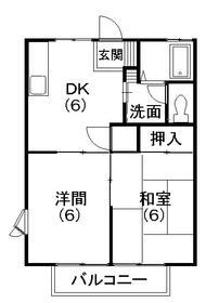 ハイツ魚妻パートⅢ(2DK/2階)の間取り写真