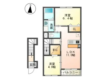 アンソレイエ シモムラ(2LDK/2階)の間取り写真
